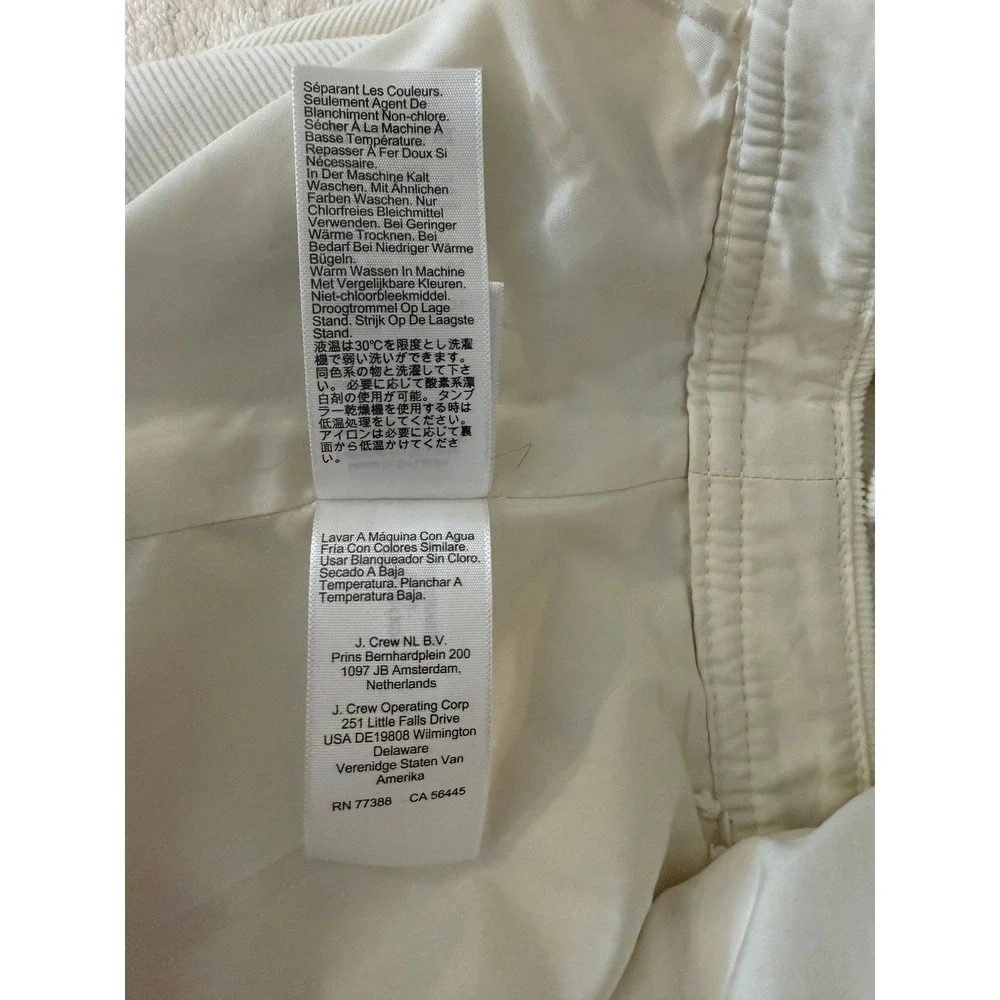 J. Crew Ribbed‎ Corduroy Mini Skirt Ivory Cream Off-White size 10